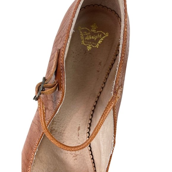 *Vintage Miss Albright Mary Jane Heels Womens 10 Brown Rockabilly Velvet Bow - Picture 10 of 16